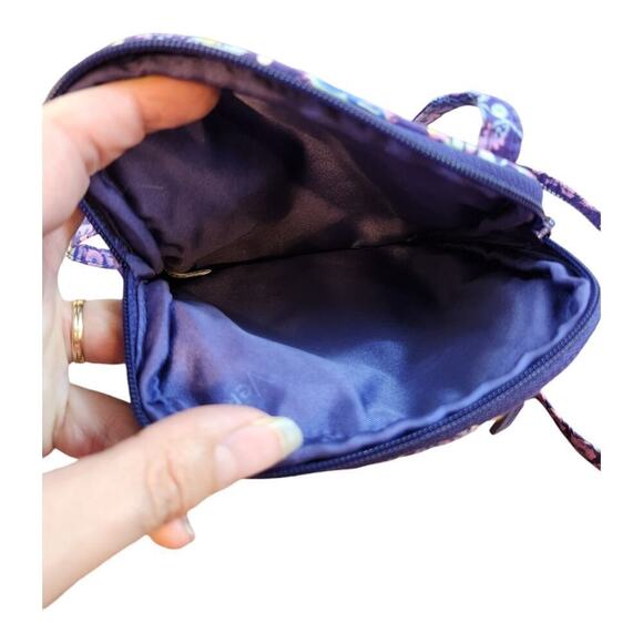 Vera Bradley mini hipster crossbody bag Batik leaves purple purse handbag fall - Picture 3 of 12
